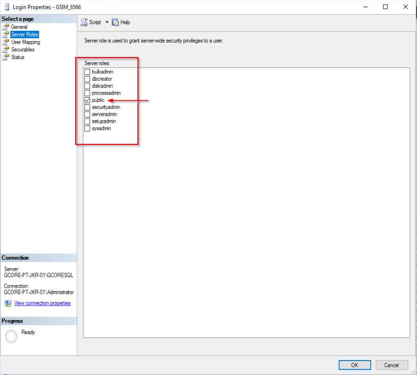 sql server add sysadmin role to user